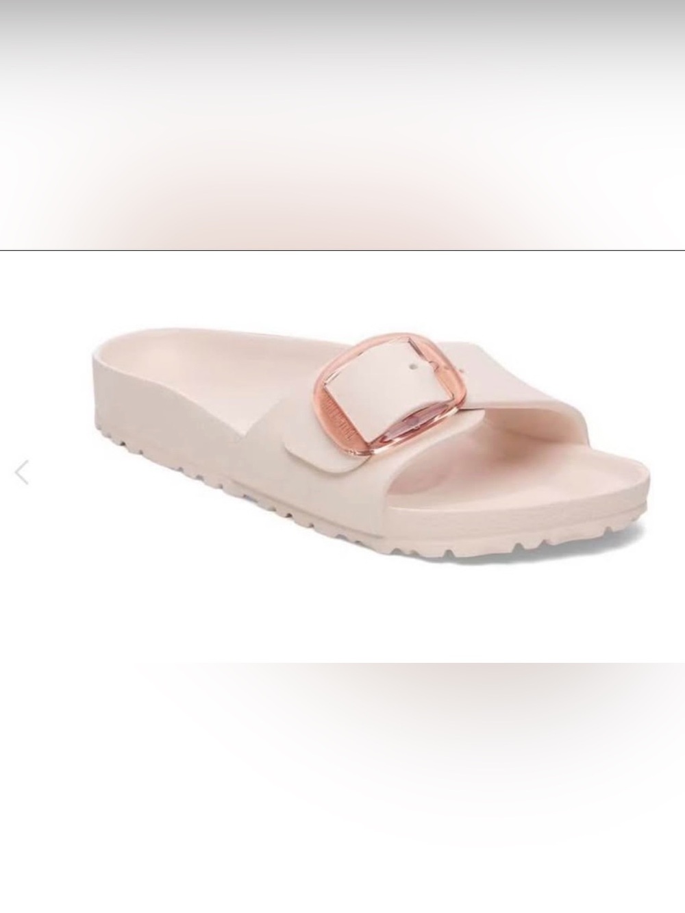 Birkenstock EVA Slide Sandal in Light Blush with Rose Gold Buckle